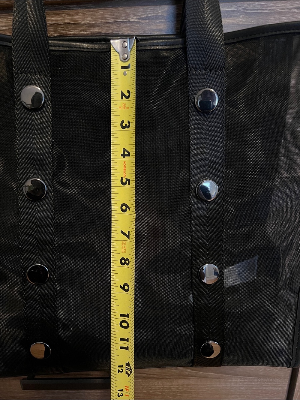 Zara Black Mesh Tote Bag with Stud Detail - Picture 6 of 7
